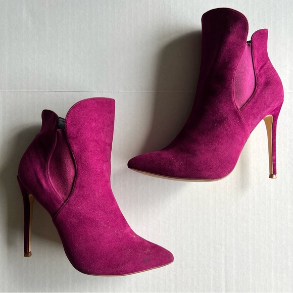 {SOLD} Elegant Magenta Purple Stiletto Ankle Boots Booties - Picture 1 of 10